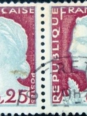 Par de selos postais da França de 1960 Marianne 25