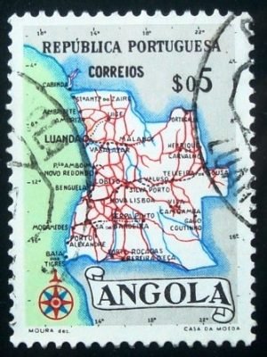 Selo postal da Angola de 1955 Map of Angola 5