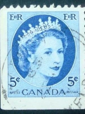 Selo postal do Canadá de 1954 Queen Elizabeth II 5c Flu