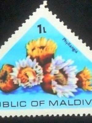 Selo postal das Maldivas de 1975 Hidden Cup Coral