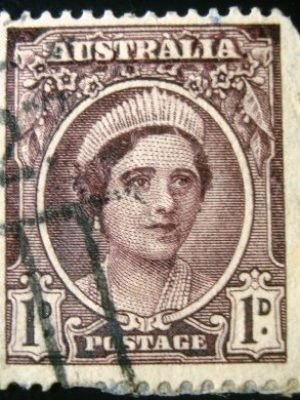 Selo postal da Austrália de 1943 Queen Elizabeth 1 U