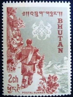 Selo postal do Buthan de 1962 Postal Runner