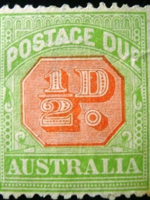 Selo postal da Austrália de 1909 Figura Bicolor ½ N sev
