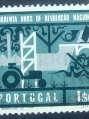 Selo postal de Portugal de 1966 Depiction of the Development of Portugal 1$