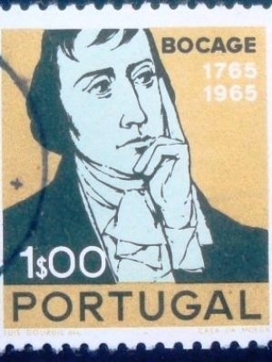 Selo postal de Portugal de 1966 Manuel Maria Barbosa du Bocage 1$