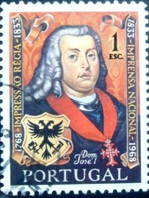Selo postal de Portugal de 1969 King José I 1$
