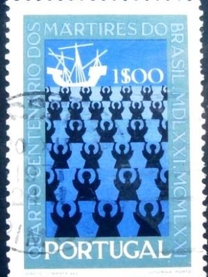 Selo postal de Portugal de 1971 Missionaries and Ship 1$