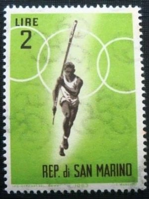 Selo postal de San Marino de 1963 Pole Vault