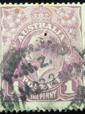 Selo postal da Austrália de 1922 Rei George V 1 U