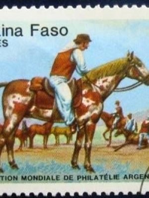 Selo postal de Burkina Faso de 1985 Gauchos