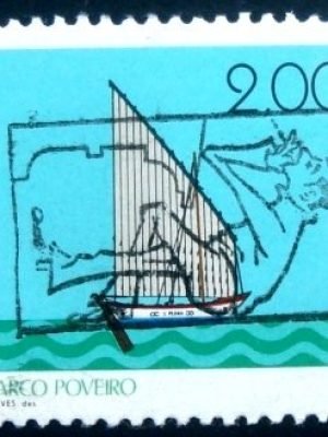 Selo postal de Portugal de 1977 Poveiro Bark