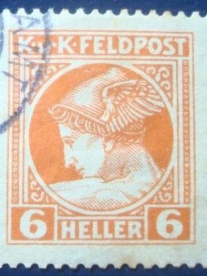 Selo postal da Áustria de 1916 Mercury 6