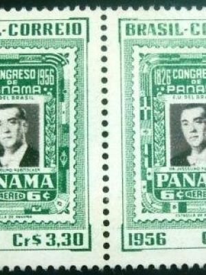 Par de selos postais do Brasil de 1956 Reunião de Presidentes