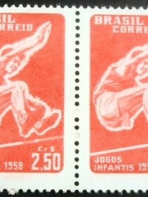 Par de selos postais de 1958 Jogos Infantis