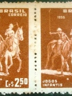 Par de selos postais do Brasil de 1959 IX Jogos Infantis