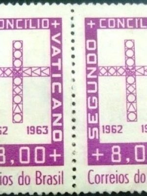 Par de selos postais do Brasil de 1963 2º Concílio Vaticano - C 486 N