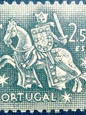 Selo postal de Portugal de 1953 Rei Dinis 2$50