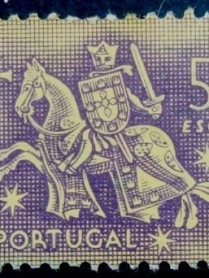 Selo postal de Portugal de 1953 Knight on horseback 5$ - 803