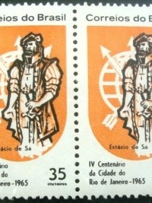 Par de selos postais do Brasil de 1965 Estácio de Sá