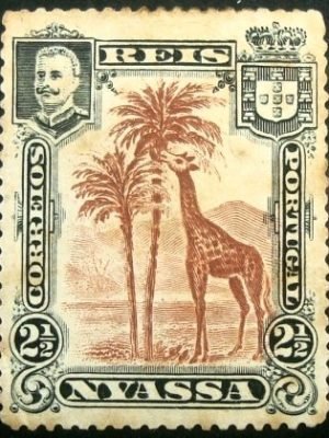 Selo postal de Nyassa de 1901 D. Carlos I. / Giraffe 2½