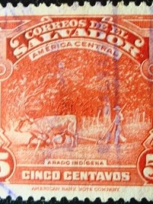 Selo postal de El Salvador de 1938 farmer