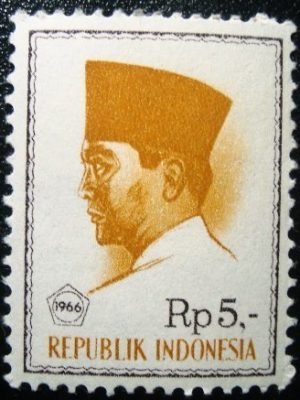 Selo postal da Indonésia de 1966 President Sukarno