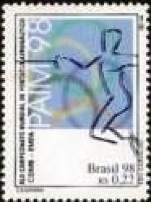 Selo postal do Brasil de 1998 Esgrima N