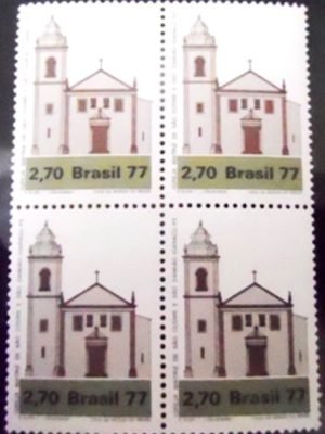 Quadra de selos do Brasil de 1977 Matriz Igaraçu