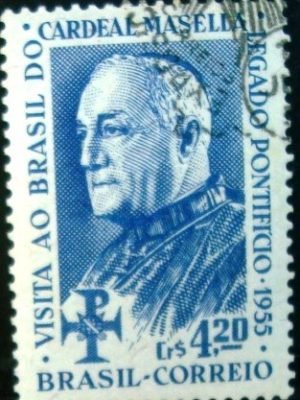 Selo postal do Brasil de 1955 Cardeal Masella 367 MMC