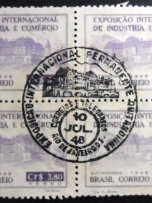 Quadra de selos postais do Brasil de 1948 Quitandinha 3.80 NCC QD RJ