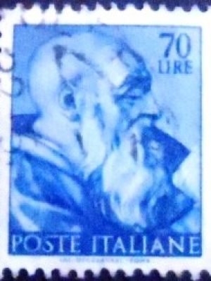 Selo postal da Itália de 1961 Head of the prophet Zechariah