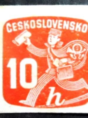 Selo postal da Tchecoslováquia de 1945 Postman