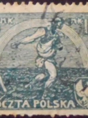 Selo postal da Polônia de 1921 Sowing Man U