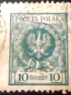 Selo postal da Polônia de 1924 Arms of Poland 10 - 219 U