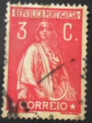 Selo postal de Portugal de 1917 Ceres 3