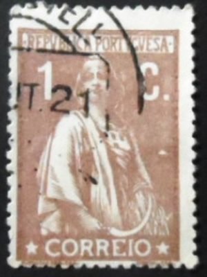 Selo postal de Portugal de 1917 Ceres 1c A