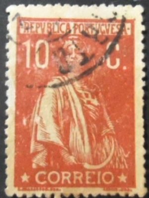 Selo postal de Portugal de 1912 Ceres 10