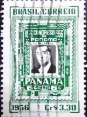 Selo postal do Brasil de 1956 Reunião de Presidentes no Panamá