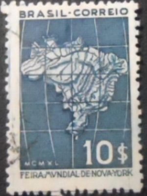 Selo postal do Brasil de 1940 Mapa do Brasil U