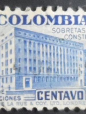Selo postal da Colômbia de 1940 Ministry of Post and Telegraphs Building