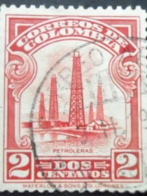 Selo postal da Colômbia de 1932 Oil Wells