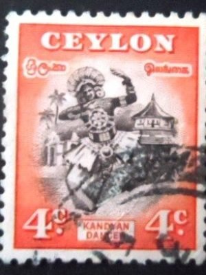 Selo postal do Ceilão de 1950 Kandyan Dancer