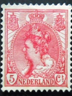 Selo postal da Holanda de 1899 Queen Wilhelmina 5