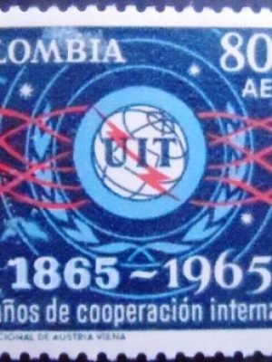 Selo postal da Colômbia de 1965 Electromagnetic Waves