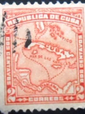Selo postal de Cuba de 1914 Map of the country 2