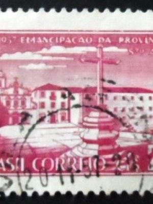 Selo postal do Brasil de 1957 Emancipação Santo Antonio