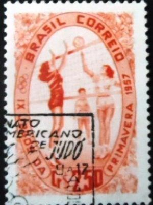 Selo postal do Brasil de 1957 IX jogos da Primavera