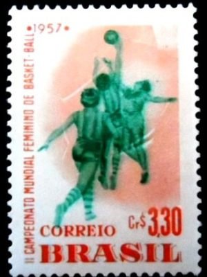 Selo postal do Brasil de 1957 Mundial de Basquete - C 393 N