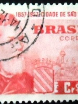 Selo postal do Brasil de 1957 Conde do Pinhal