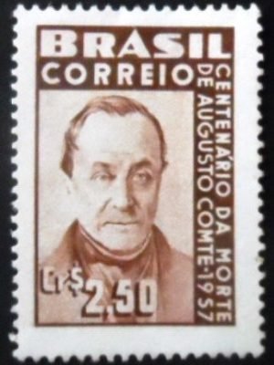 Selo postal do Brasil de 1957 Augusto Comte